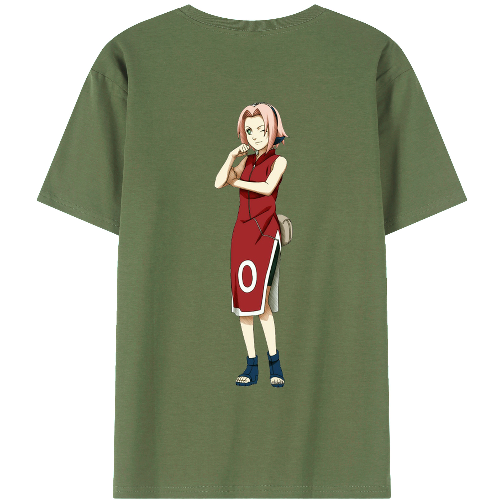 （画像用） NARUTO -ナルト- 春野サクラ Haruno Sakura 綿100％ メンズ半袖Tシャツ（バックプリント） 通気性
